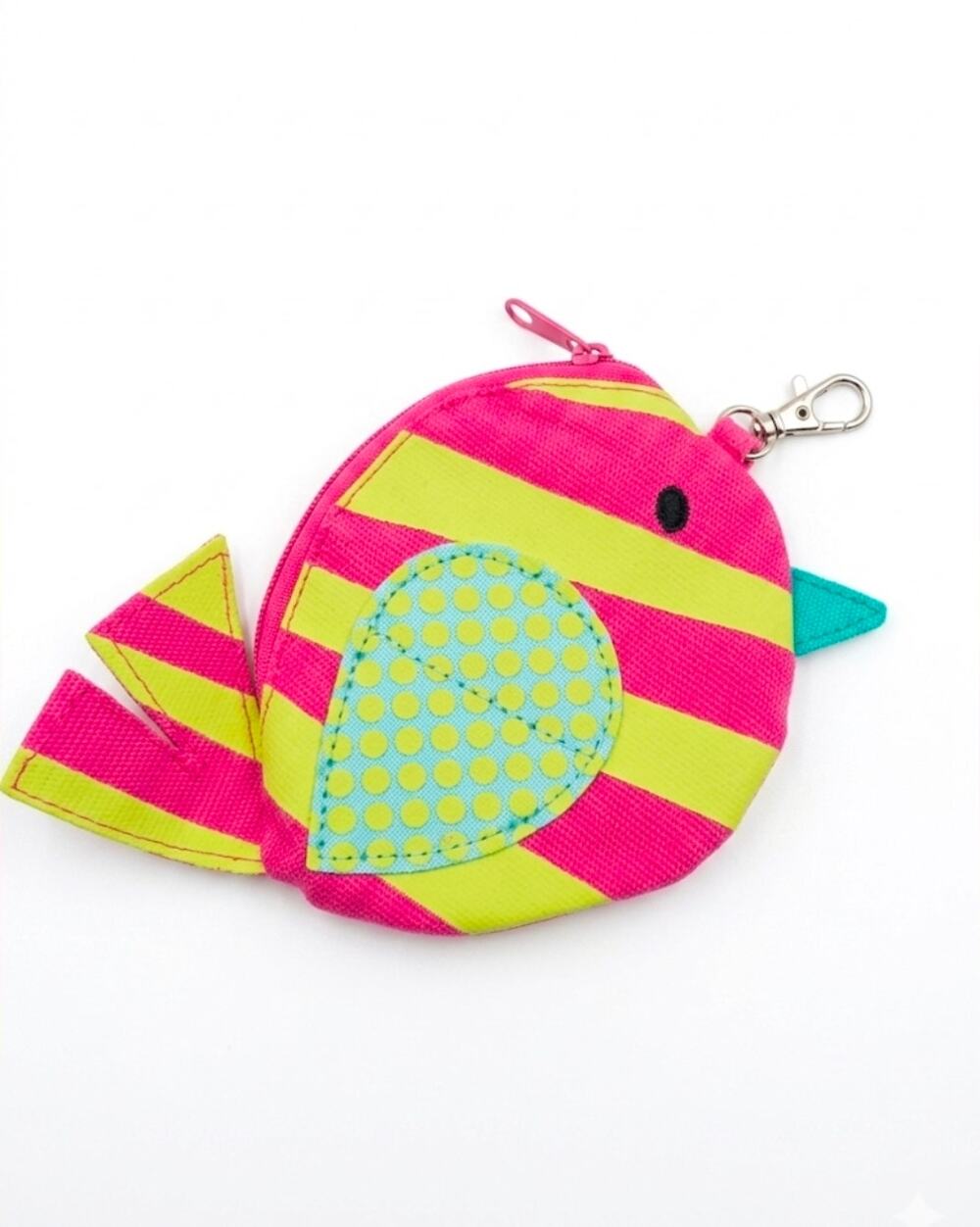 Thirty One Icon Coin Purse Pink “Chick”  Zipper Closure/Keychain- Christmas